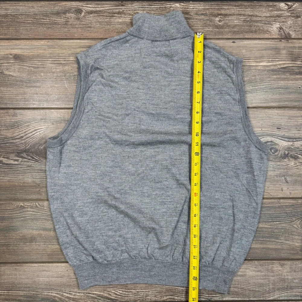 Polo Golf Ralph Lauren Mens Size XL Sweater Vest Gray Merino Wool Quarter Zip